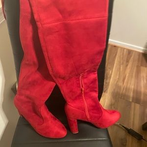Fashion Nova Thigh High Red Boot